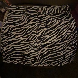 Denim zebra print skirt